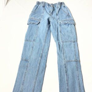 RSQ Vintage-Style Womens High-Waist Wide-Leg Cargo size 25